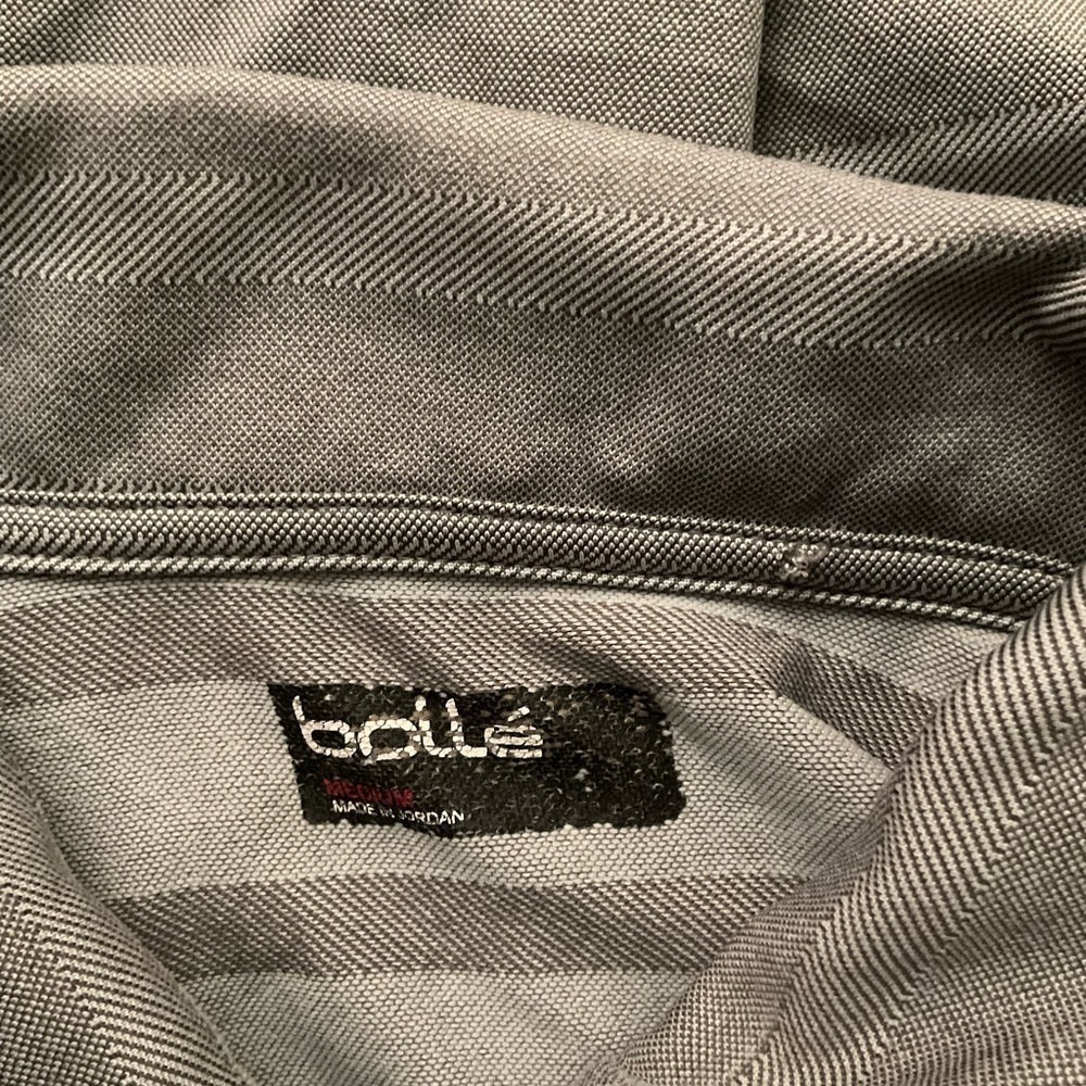 Men’s used Grey striped polo shirt size M medium Boile - Picture 2 of 3
